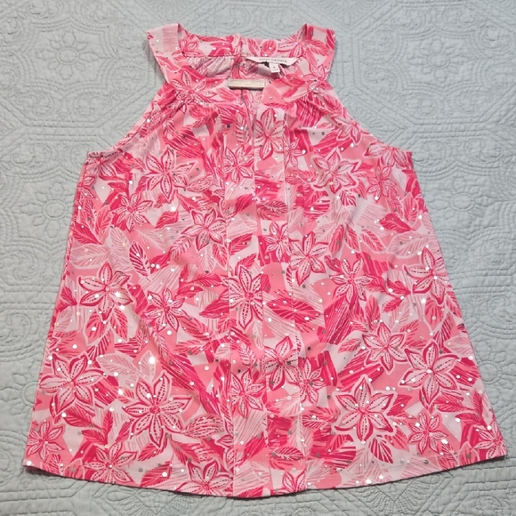 Emily Daniels Tops - Emily Daniels Pink Floral Sleeveless Blouse Size S